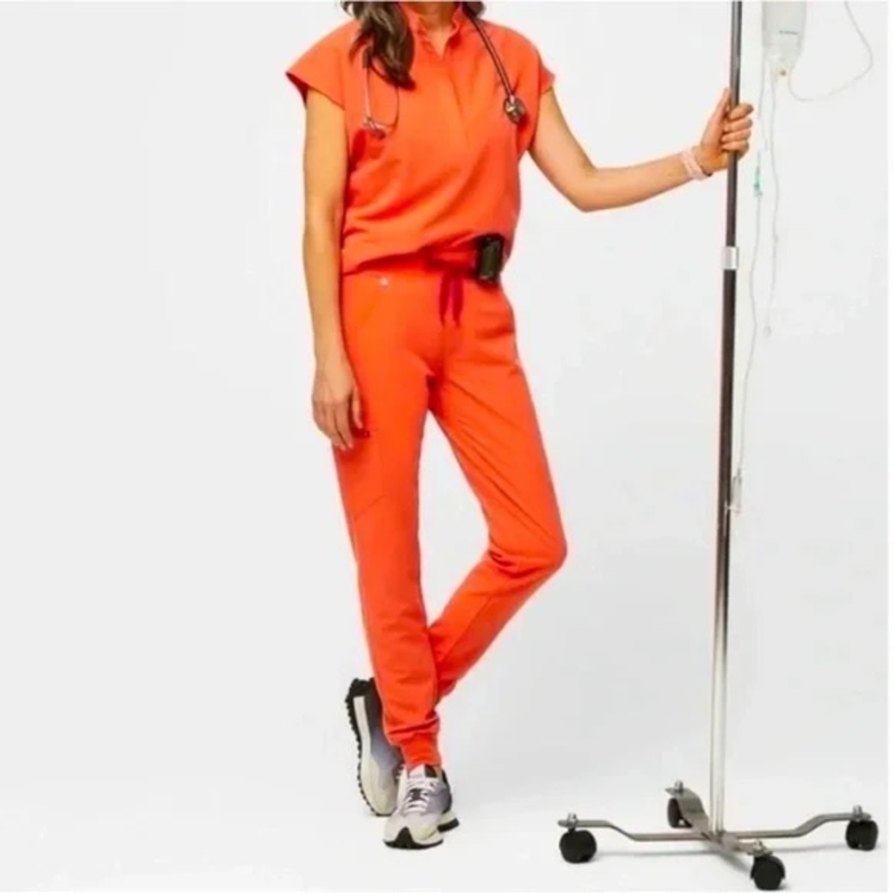 Figs sunset orange scrubs